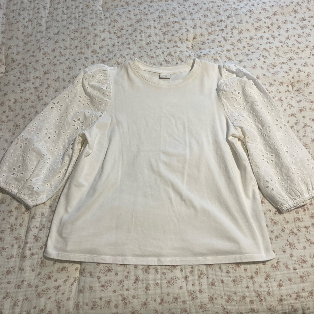 A New Day white eyelet sleeve Top